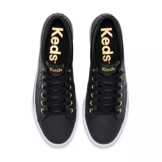 Black leather keds clearance