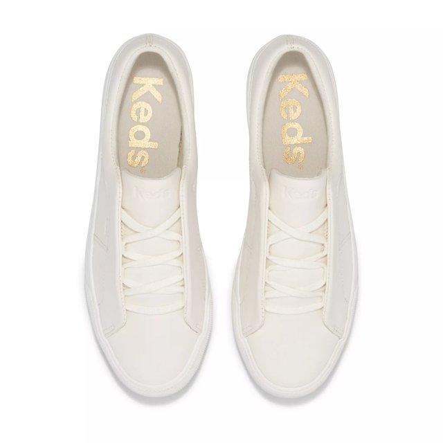 Keds white leather sale slip on sneakers