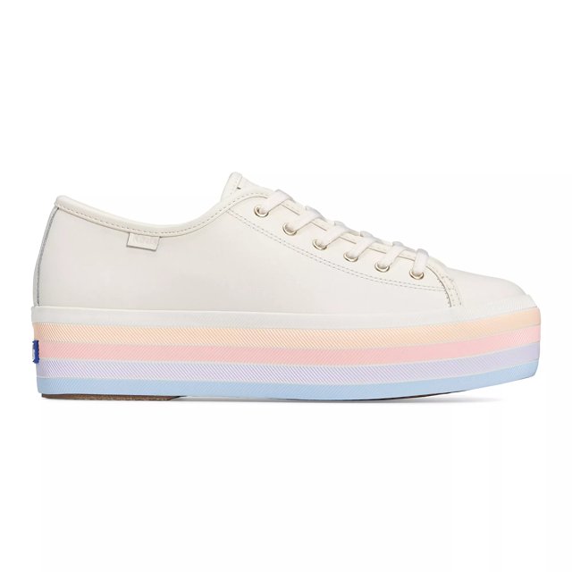 Keds Triple Up Leather Multi Stripe Foxing Lace Up