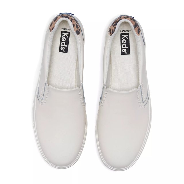 Keds white shop leather slip on