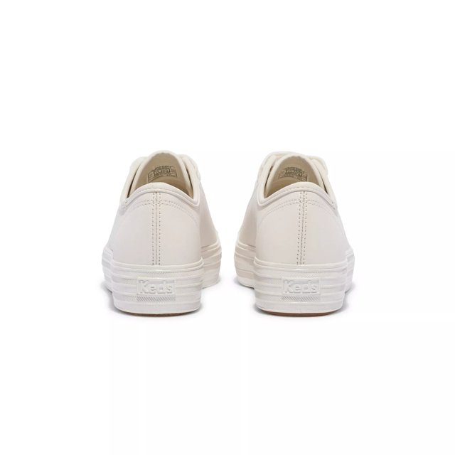 Keds Women s Triple Kick Leather Pearlized Lace Up Leather Sneakers in White Size 7.5 M
