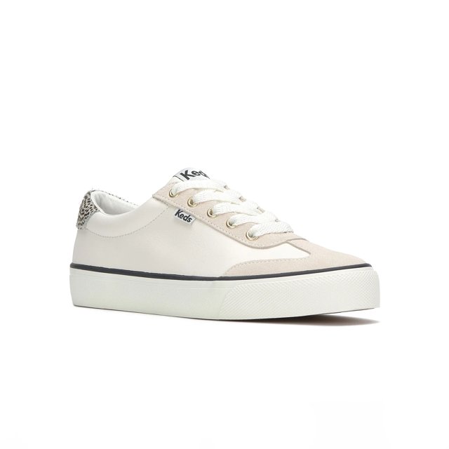 Keds Women's Off White Jump Kick T-Toe Calf Hair Lace Up | KEDS