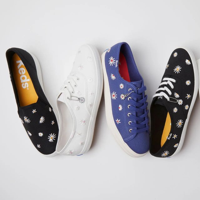 Keds Triple Decker Canvas Daisy Embroidery Slip On - Free