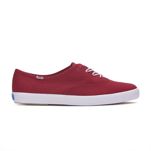 Keds Women s Champion Canvas Lace Up Canvas Sneakers in Dark Red Size 9 M