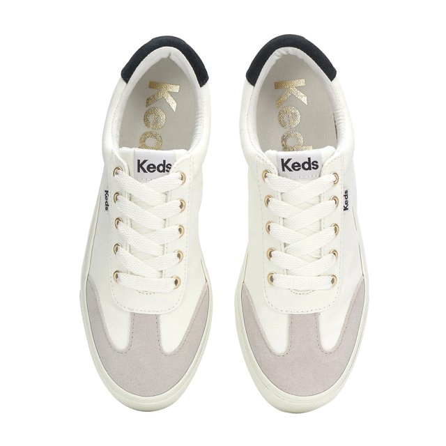 Keds Women's White Jump Kick T-Toe Ripstop/Suede Lace Up | KEDS