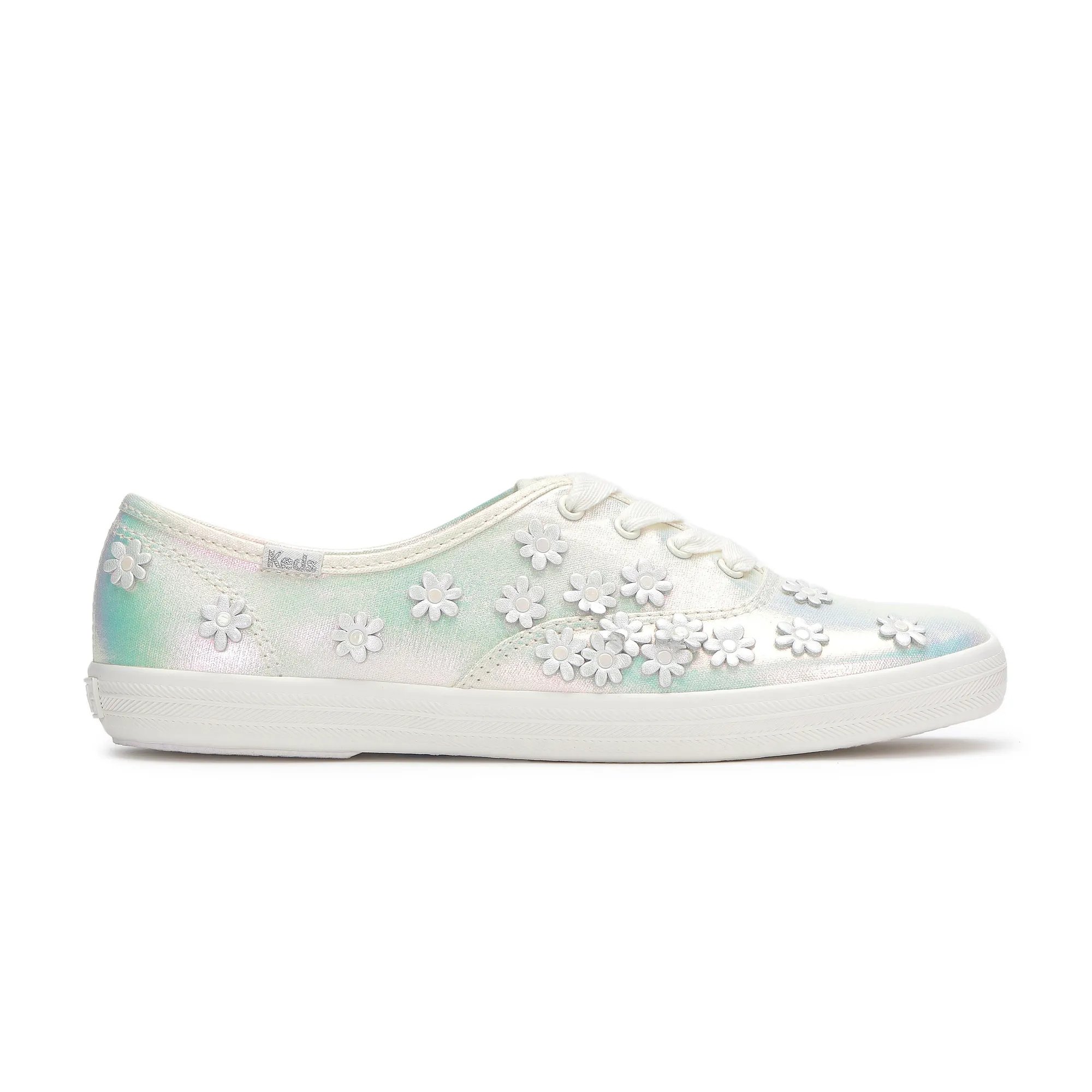 Keds Women's Champion Canvas Floral Embellished Celebrations Lace Up Canvas Sneakers In Iridescent