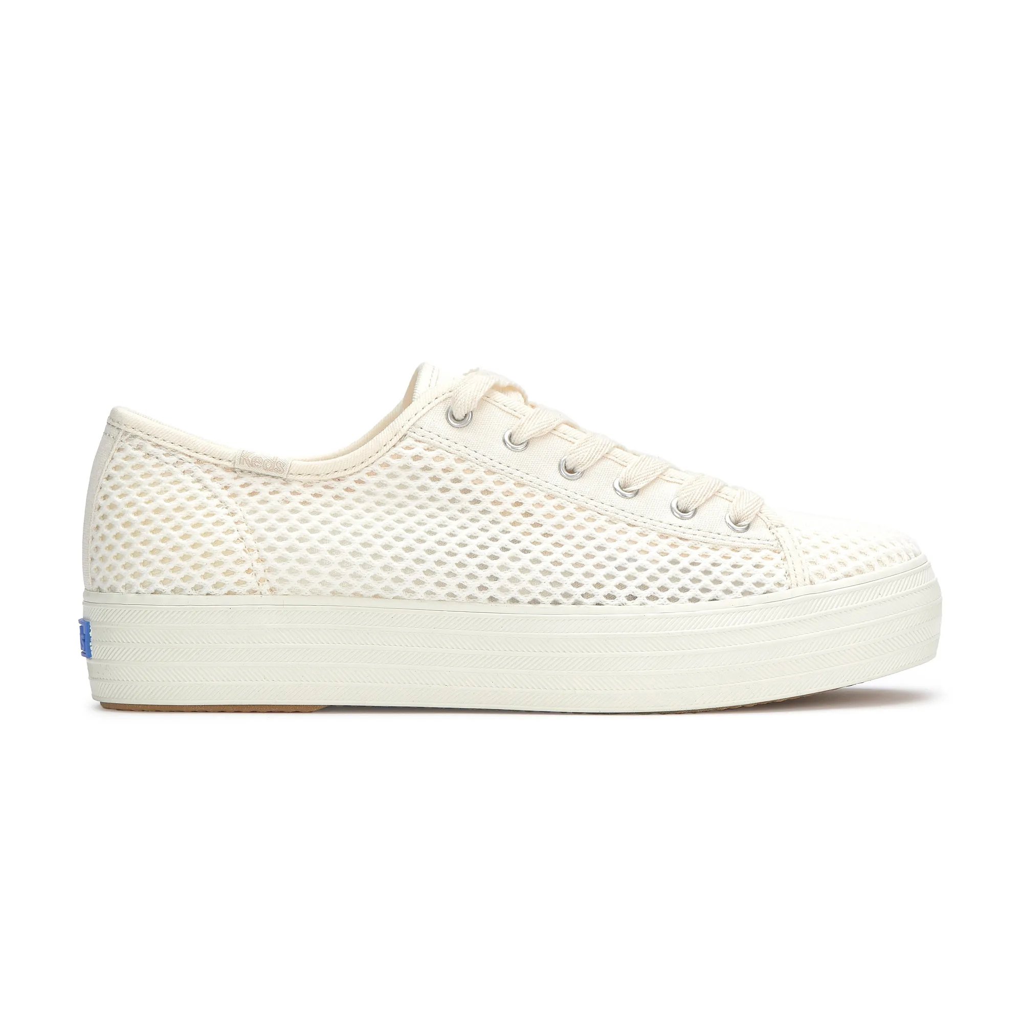 Keds Women's Triple Kick Cotton Mesh Lace Up Canvas Sneakers In Egret