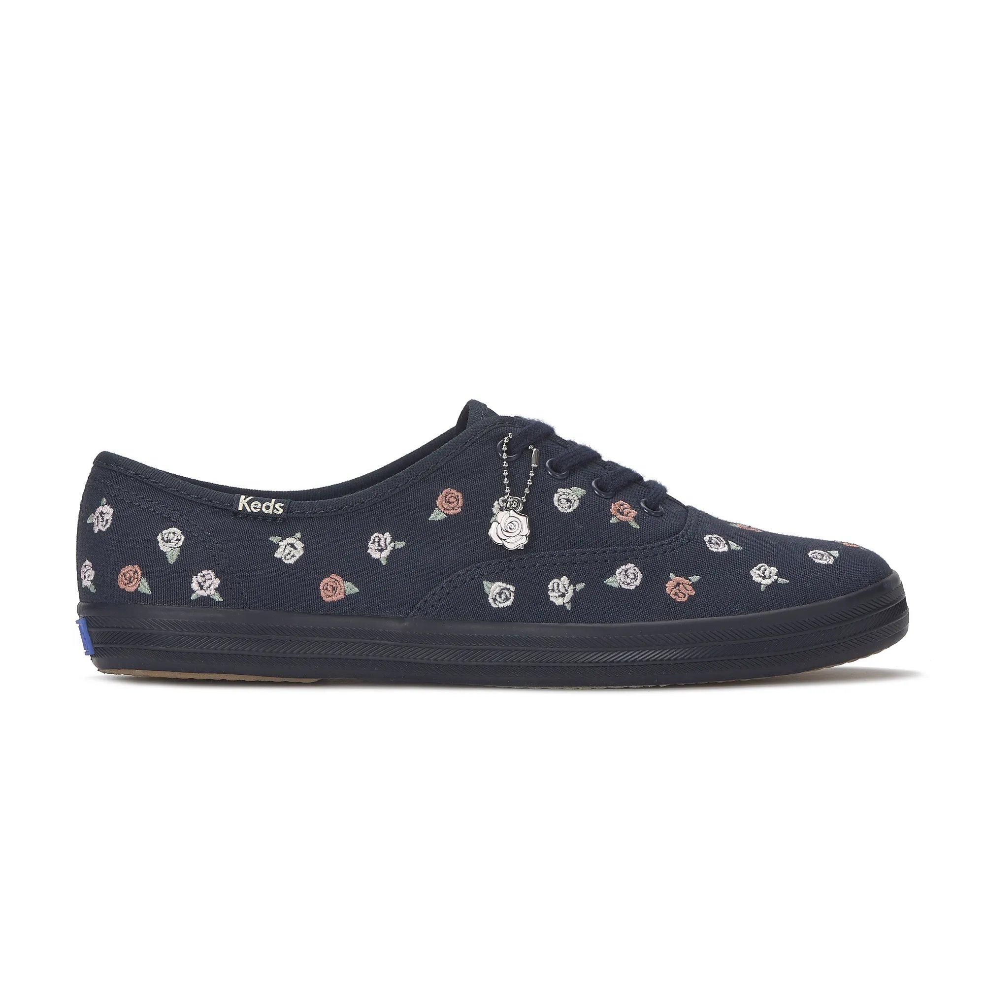 Keds Women's Champion Canvas Rose Embroidery Lace Up Canvas Sneakers