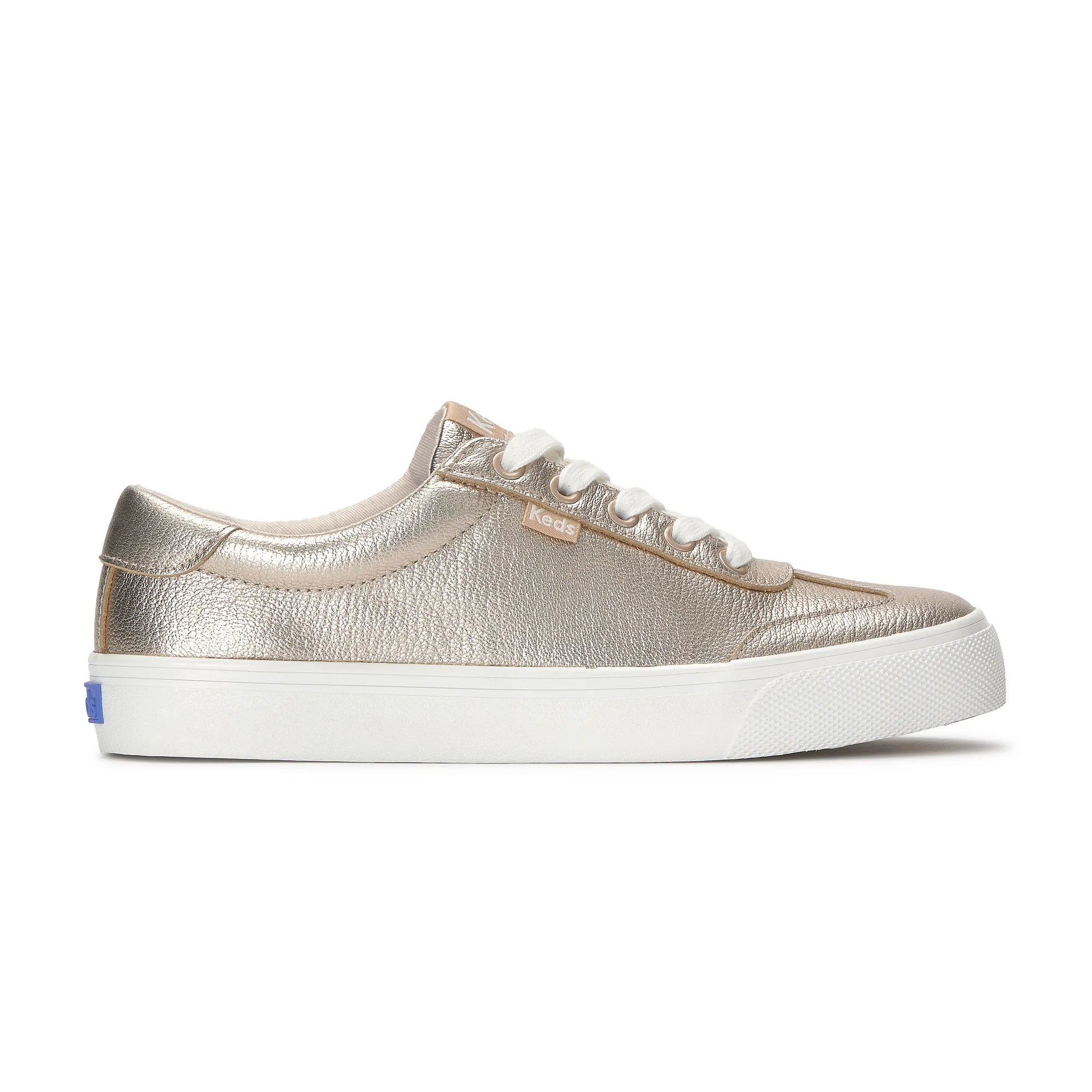 Keds Women's Jump Kick T-toe Metallic Leather Lace Up Leather Sneakers In Gold