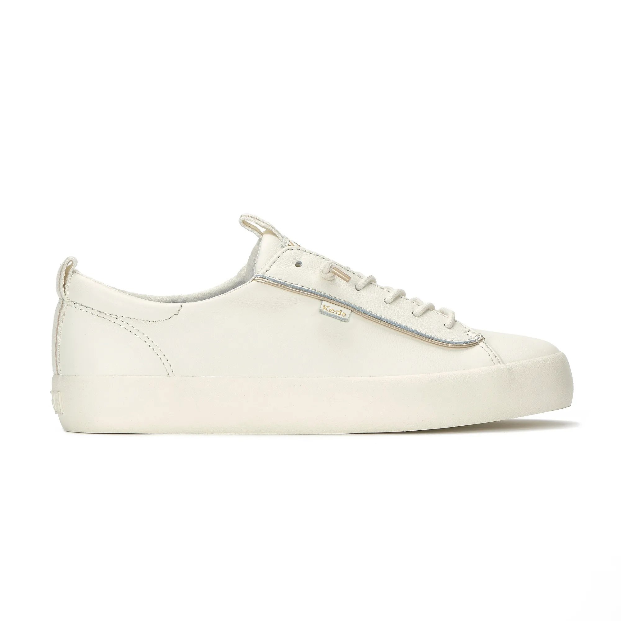 Keds Women's Kickback Premium Leather Pop Binding Slip On Leather Sneakers In White