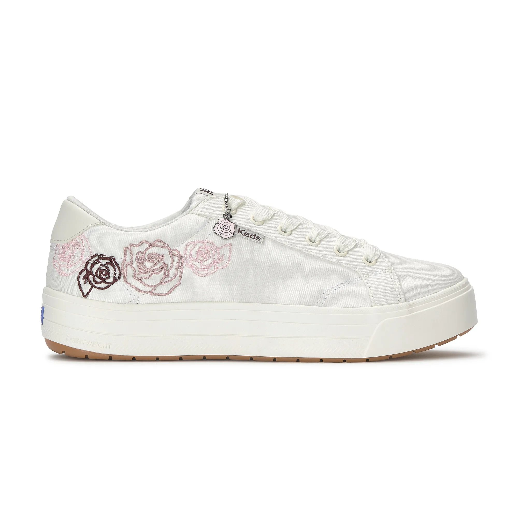 Keds Women's Park Canvas Rose Embroidery Lace Up Canvas Sneakers In Multi