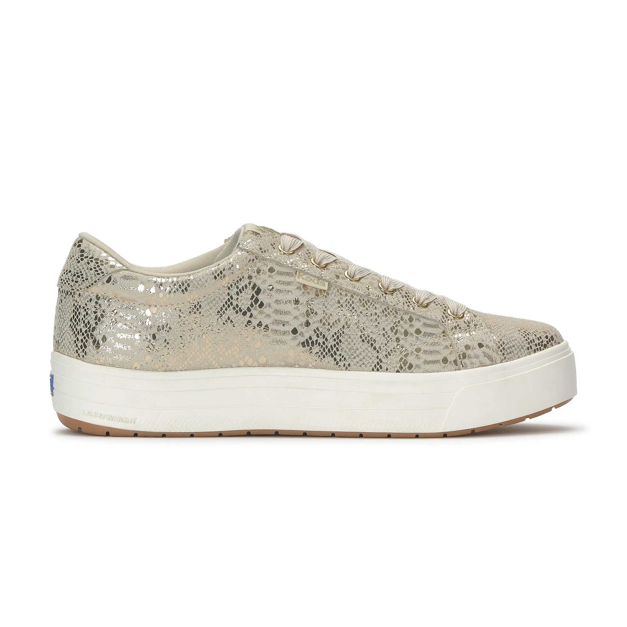 Keds Women's Park Metallic Snake Suede Lace Up Leather Sneakers In Gold