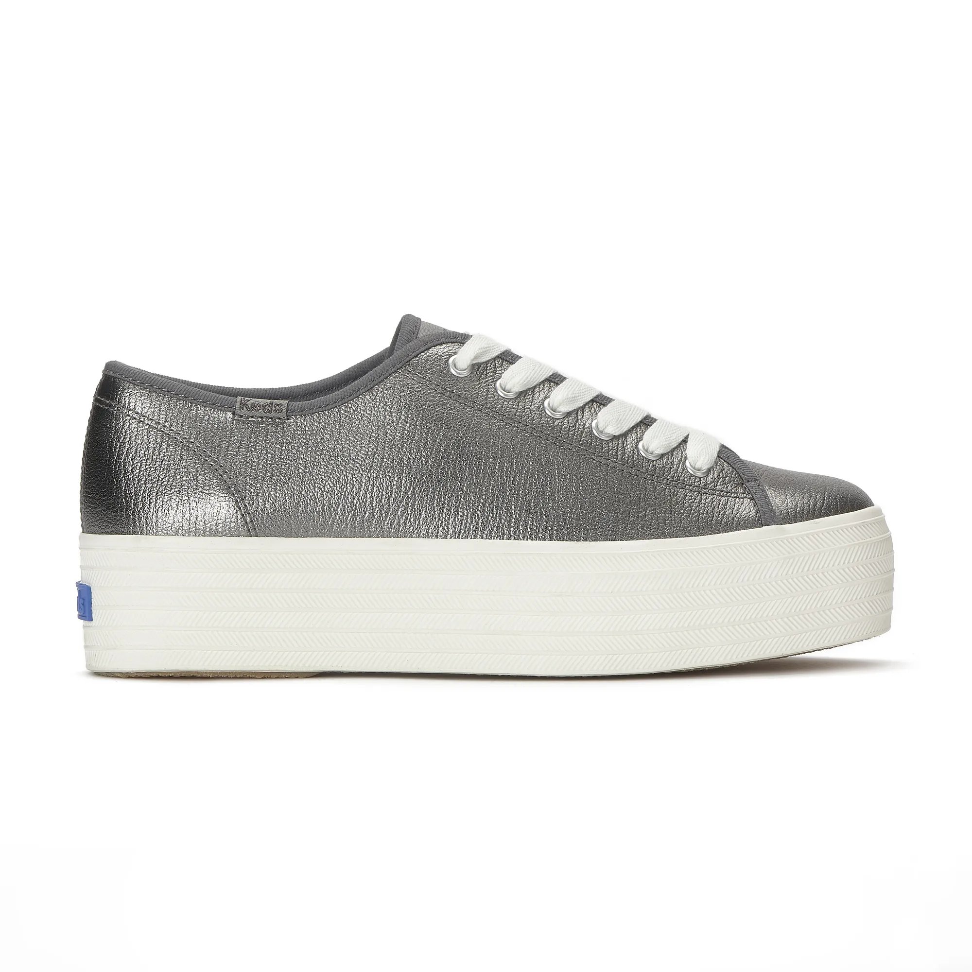 Keds Women's Triple Up Metallic Leather Lace Up Leather Sneakers In Gray